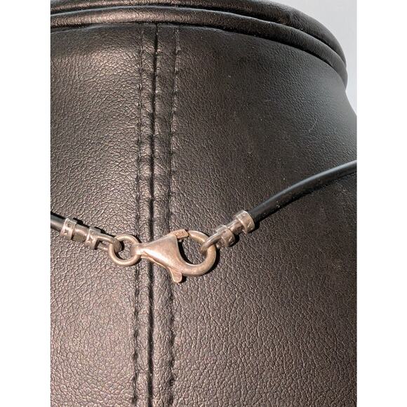 925 Corded Square AB Crystal Beaded 15.5" Choker Necklace - Picture 8 of 9